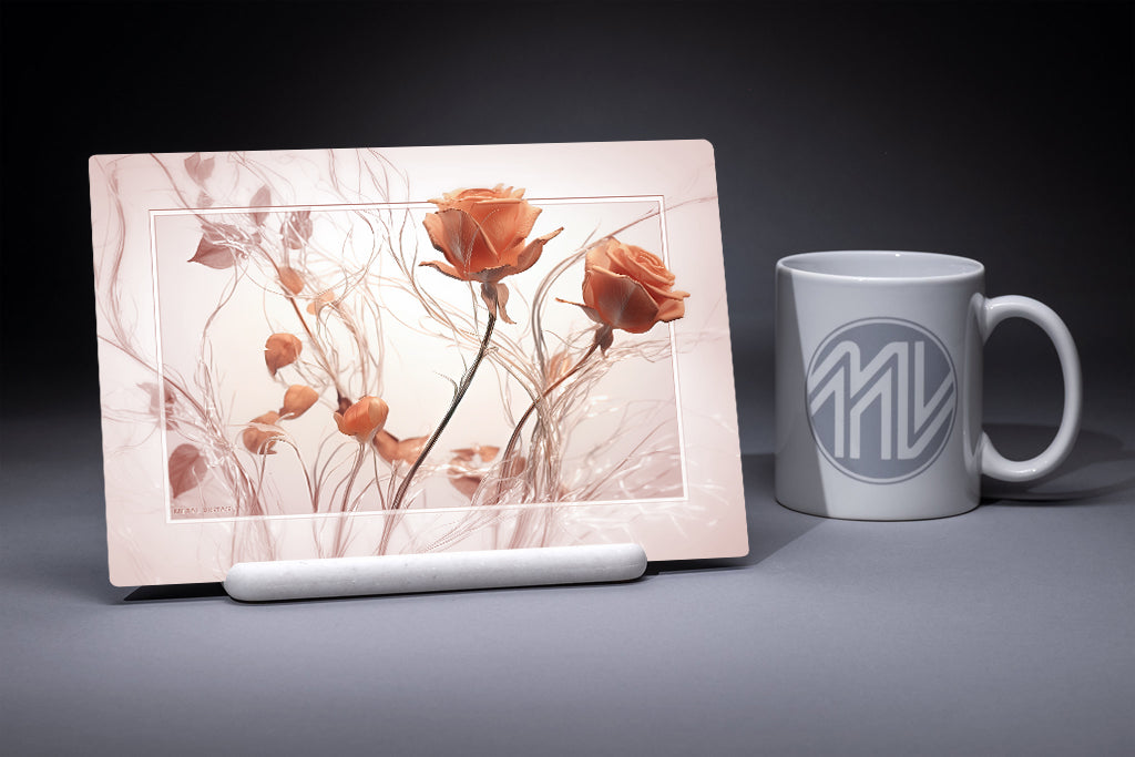 "Glass Roses" 6x9 Metal Print with Stand