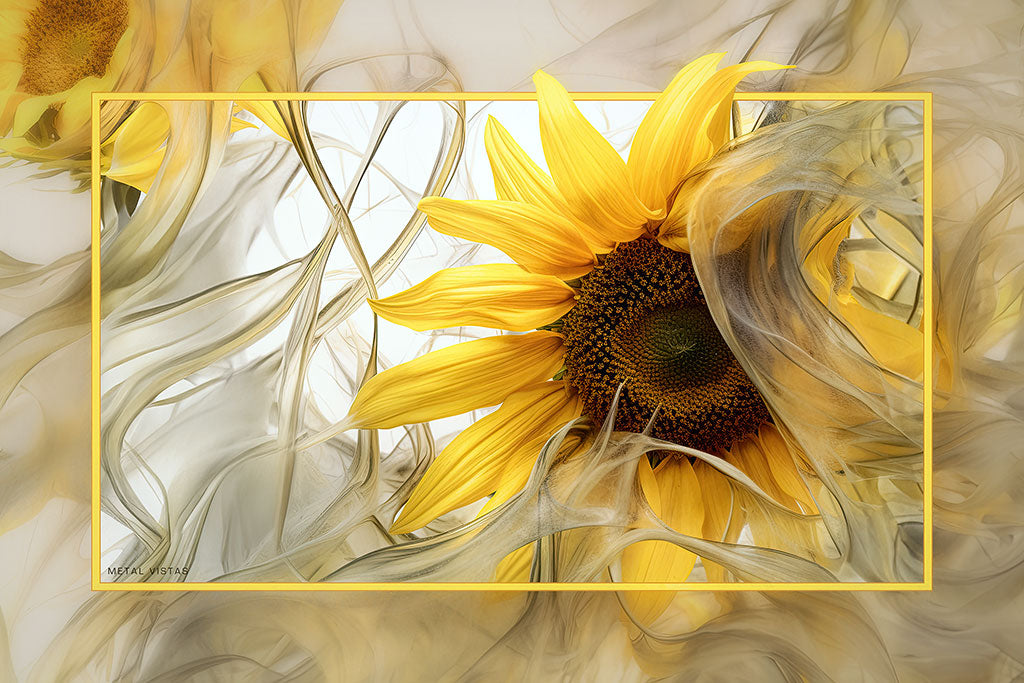 "Glass Sunflowers" 6x9 Metal Print with Stand