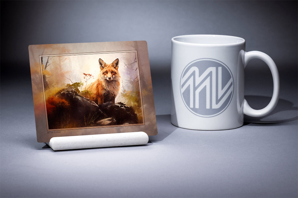 "Fox on a Rock" 4x5 Metal Print & Stand