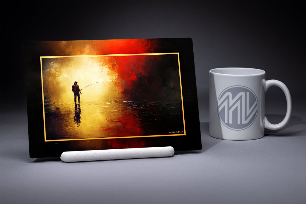 "Fishing the Apocalypse" 6x9 Metal Print with Stand