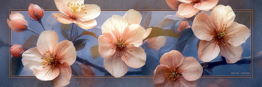 "Magnolias" 4x12 Panoramic Metal Print with Stand