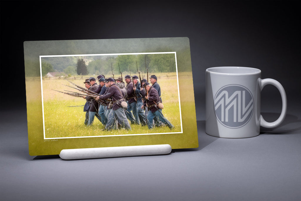 "Union Infantry Advance" 6x9 Metal Print & Stand