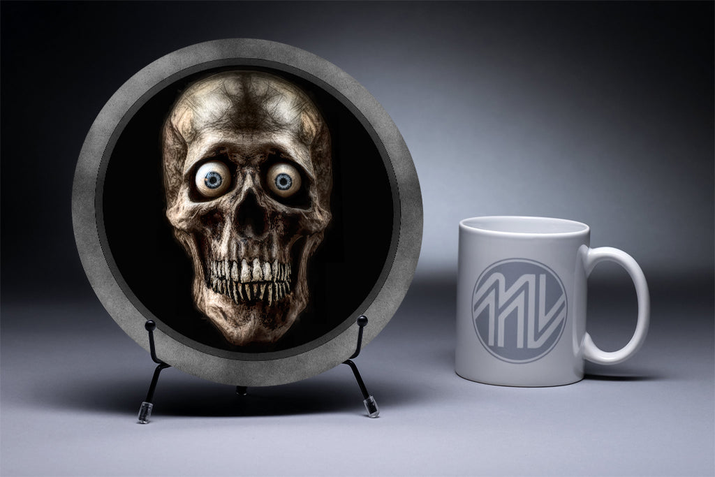 "Eugene Has Issues" 8 Inch Round Metal Print with Stand