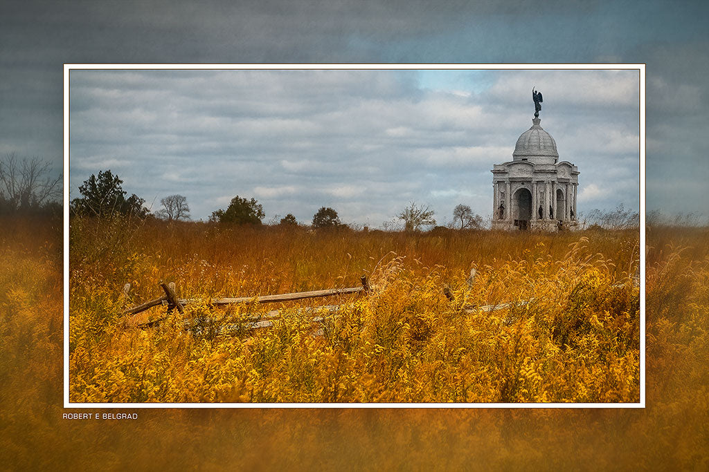 "Pennsylvania Monument in Amber Autumn" 4x6 Metal Print & Stand