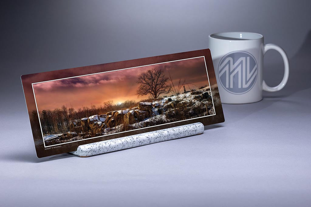 "Night Crashes Down on Devil's Den" 4x12 Panoramic Metal Print with Stand