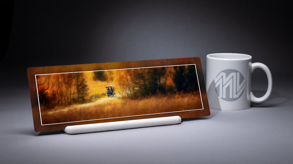 "Carriage Ride at Gettysburg" 4x12 Panoramic Metal Print with Stand