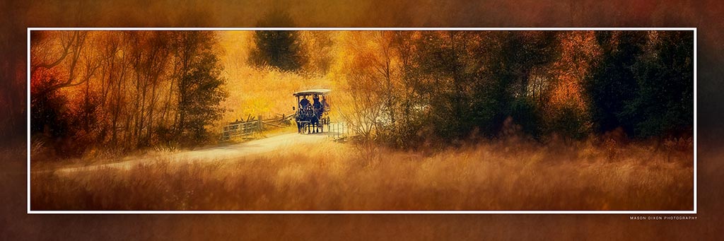 "Carriage Ride at Gettysburg" 4x12 Panoramic Metal Print with Stand