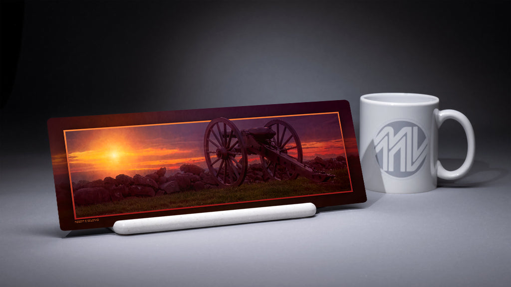 "Angle Artillery at Sunset" 4x12 Panoramic Metal Print with Stand