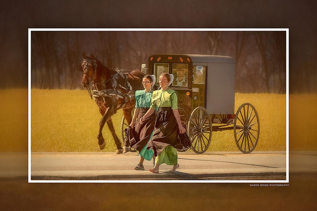 "Amish Rush Hour" 6x9 Metal Print & Stand