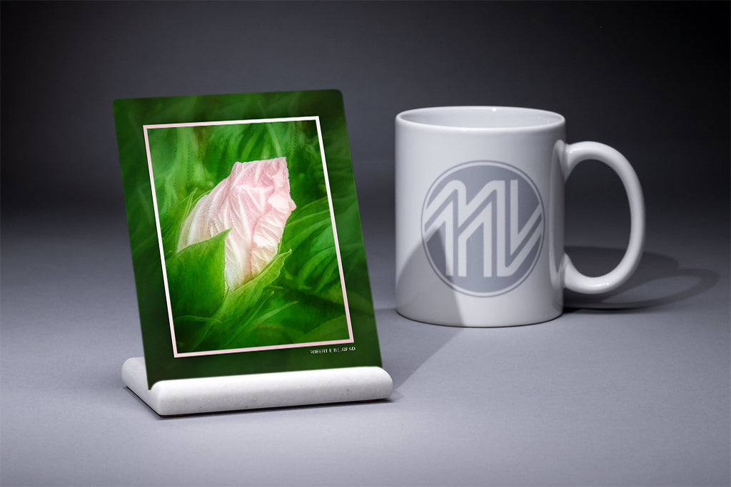 "Pink Bud" 4x5 Metal Print & Stand