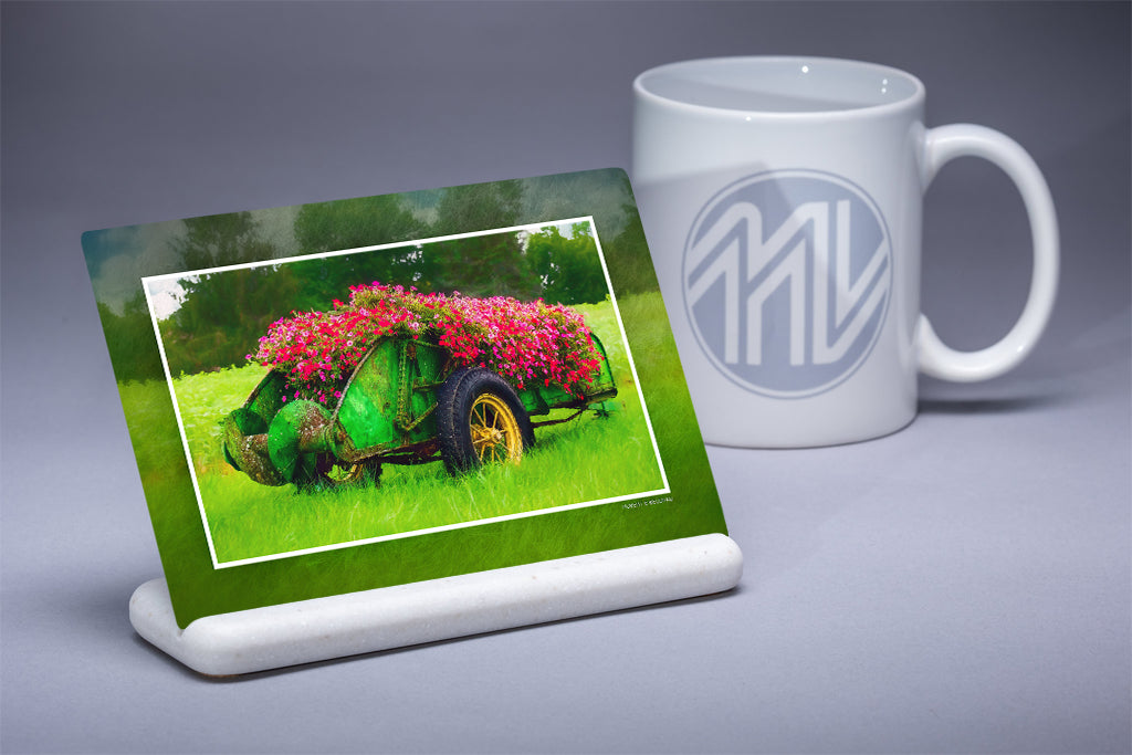 "Flower Cart" 4x6 Metal Print & Stand