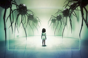 "Girl with Spiders" 4x6 Metal Print & Stand