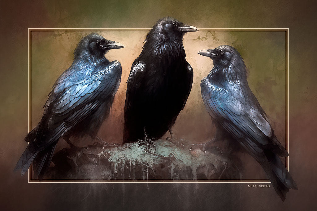 &quot;Three Crows&quot; 4x6 Metal Print &amp; Stand