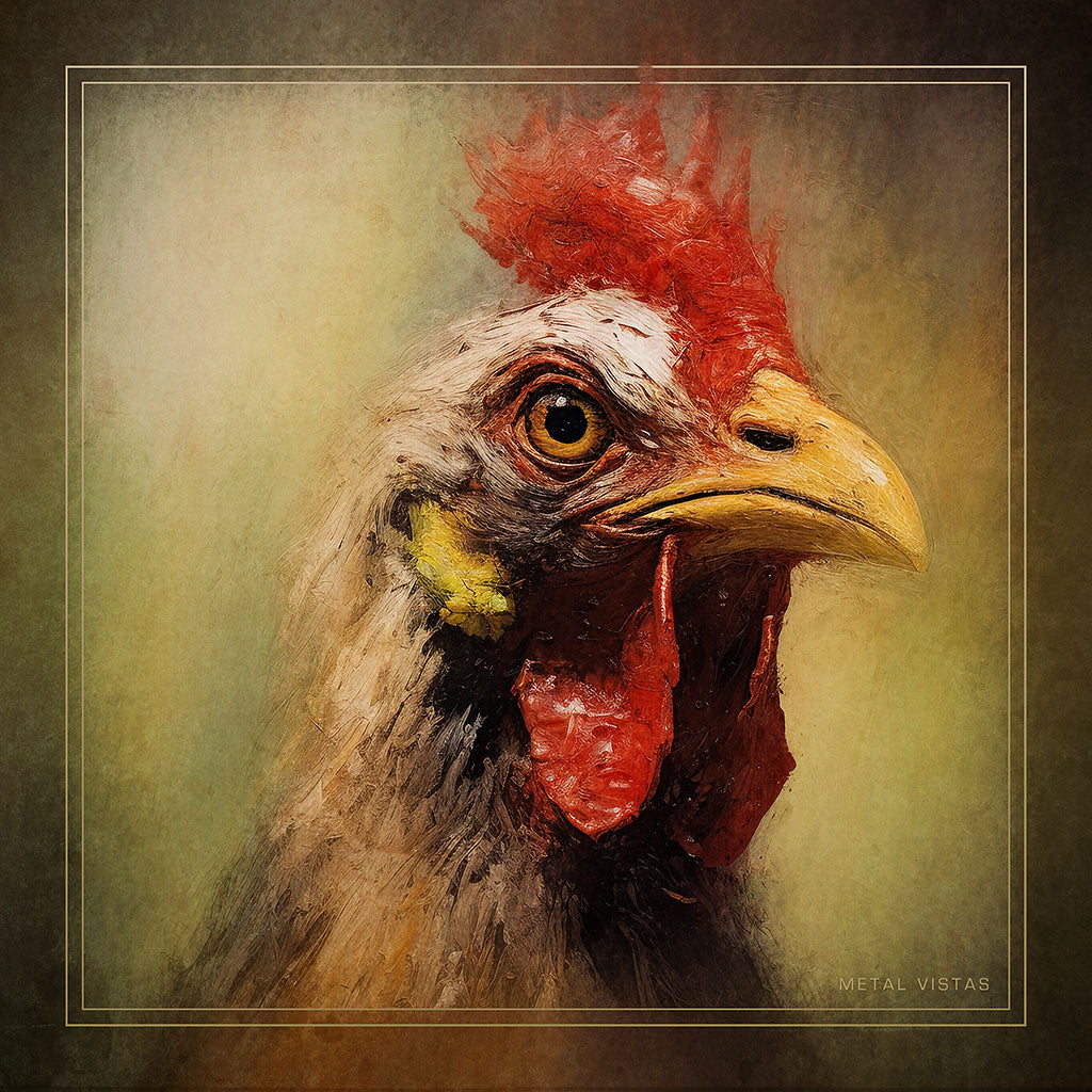 &quot;Intense Chicken&quot; 6x6 Metal Print &amp; Stand