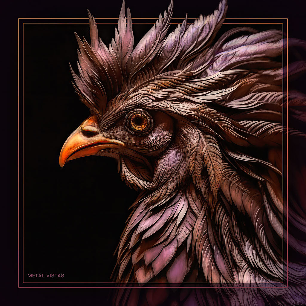 &quot;Ornate Hen&quot; 6x6 Metal Print &amp; Stand