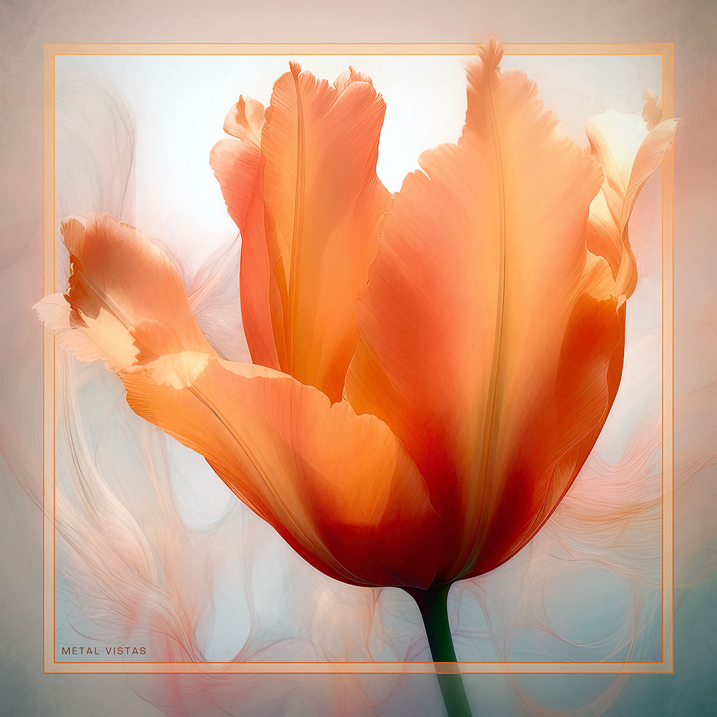 &quot;Wispy Tulip&quot; 6x6 Metal Print &amp; Stand