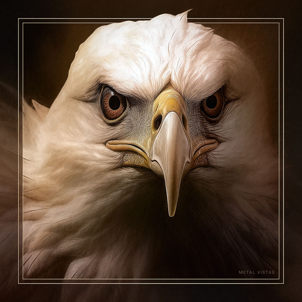 &quot;Bald Eagle Portrait&quot; 6x6 Metal Print &amp; Stand