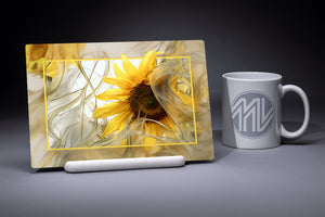 "Glass Sunflowers" 6x9 Metal Print with Stand