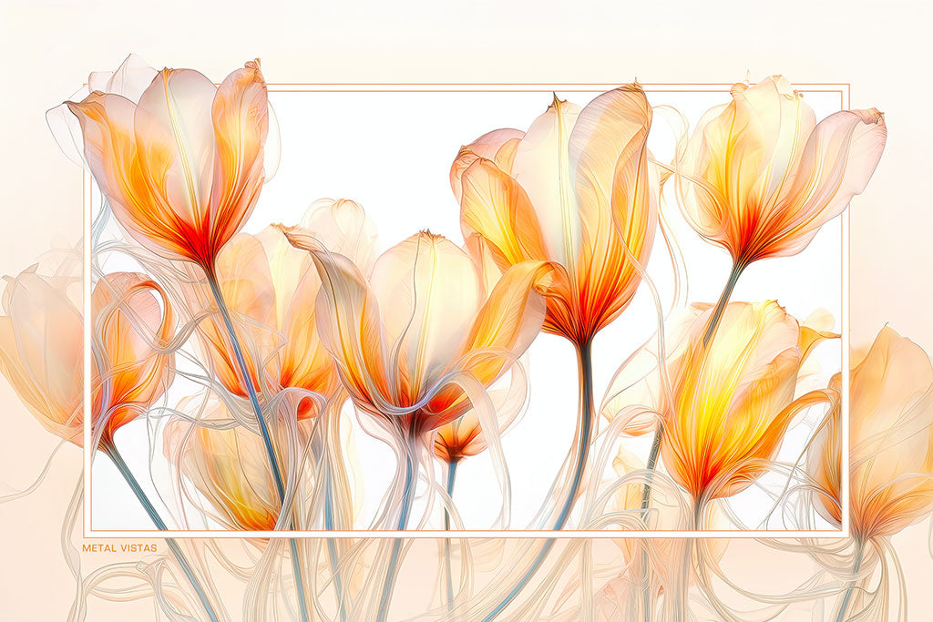 &quot;Glass Tulips&quot; 6x9 Metal Print with Stand
