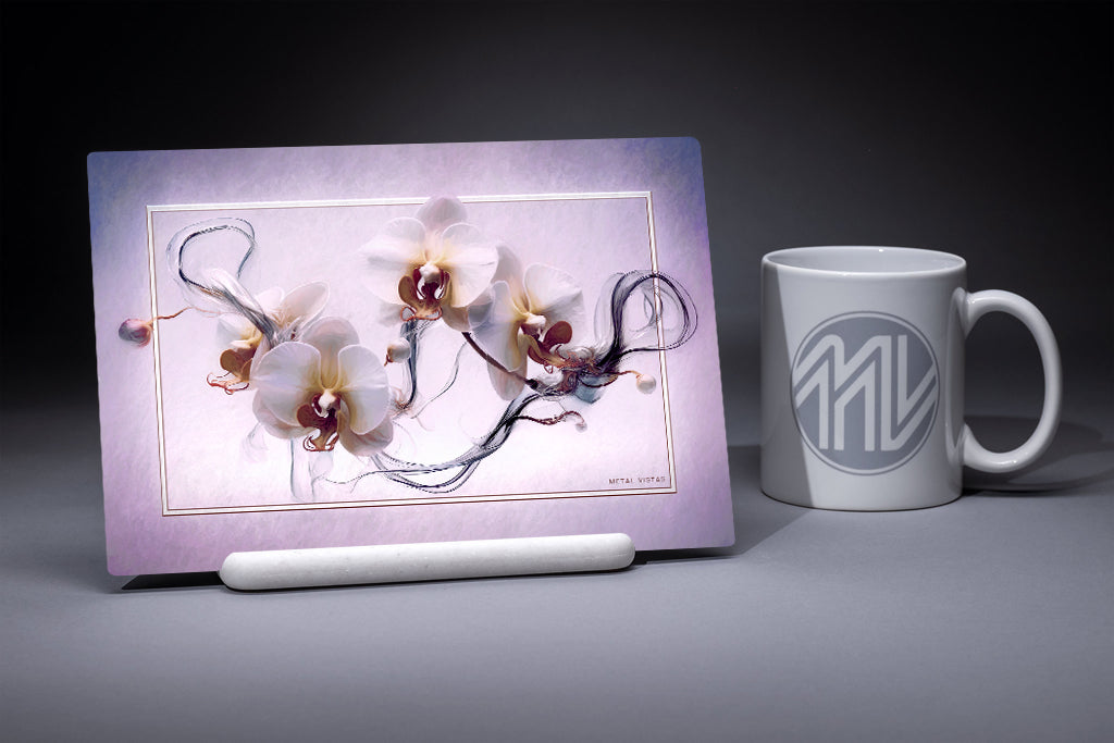 &quot;Glass Orchids&quot; 6x9 Metal Print with Stand