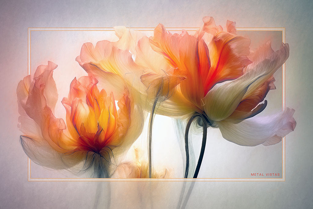&quot;Wispy Glass Tulips&quot; 6x9 Metal Print with Stand