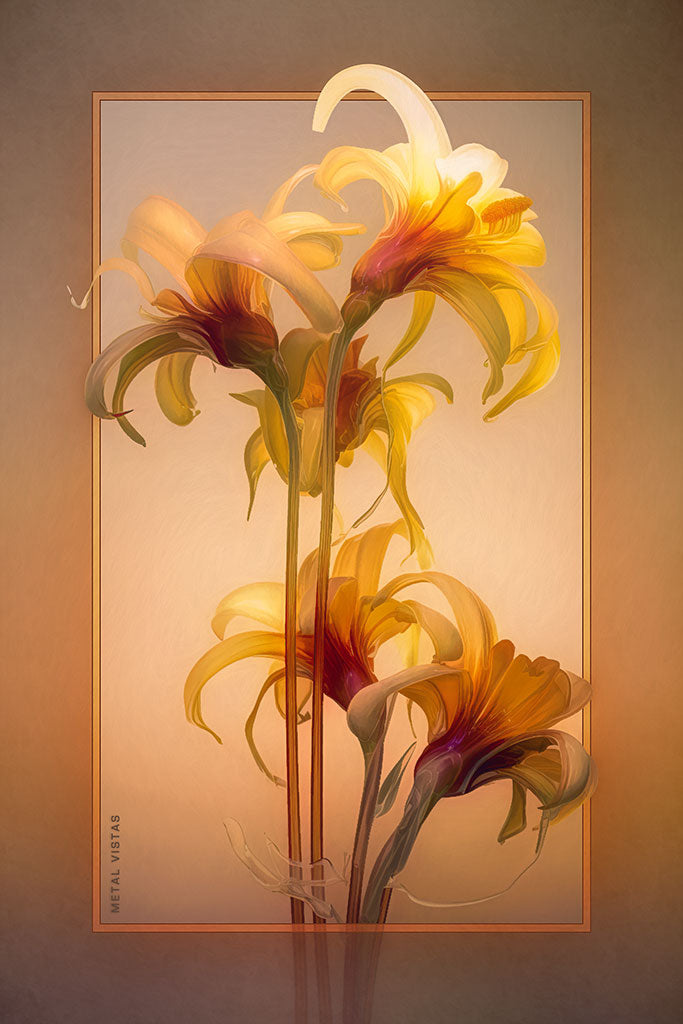 &quot;Glass Lilies&quot; 6x9 Metal Print with Stand