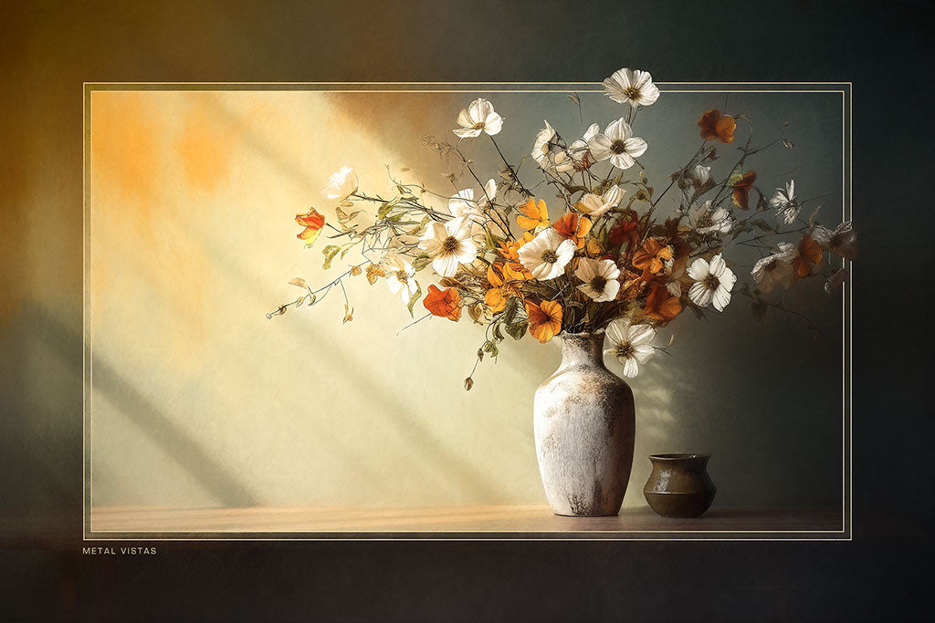 &quot;Wild Flowers in Sunlight&quot; 4x6 Metal Print &amp; Stand