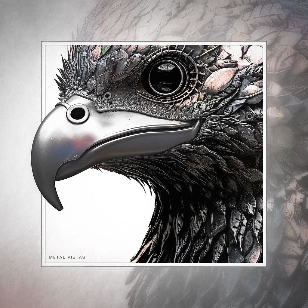 "Robot Raptor" 6x6 Metal Print & Stand