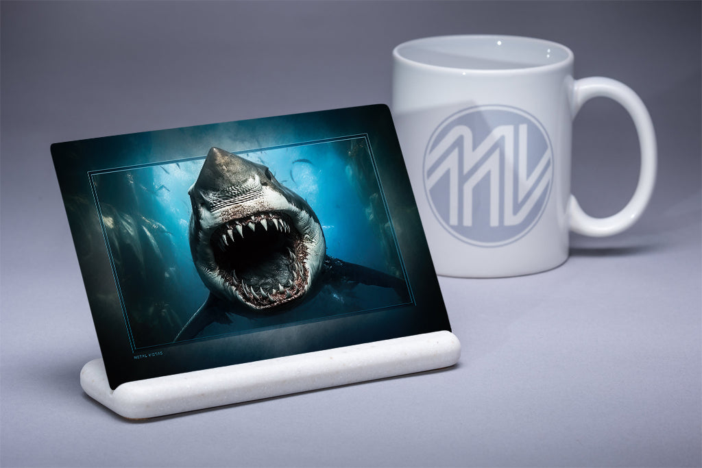&quot;Shark Attack&quot; 4x6 Metal Print &amp; Stand