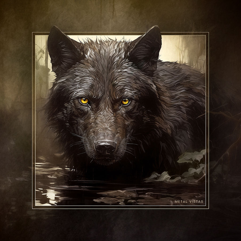 &quot;Therewolf&quot; 6x6 Metal Print &amp; Stand