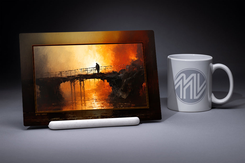 &quot;Burning Bridges&quot; 6x9 Metal Print with Stand