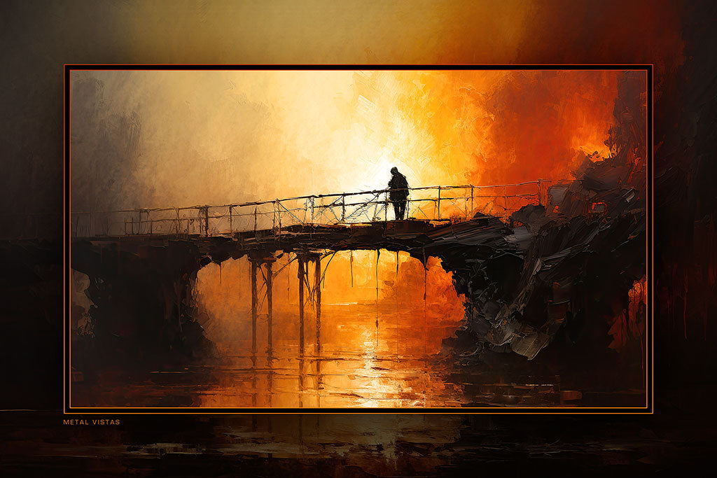 &quot;Burning Bridges&quot; 6x9 Metal Print with Stand