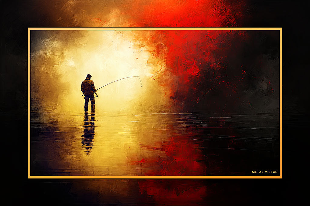 &quot;Fishing the Apocalypse&quot; 6x9 Metal Print with Stand