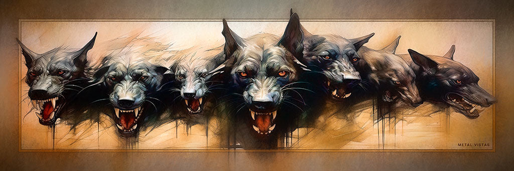 &quot;Hellhounds&quot; 4x12 Panoramic Metal Print with Stand