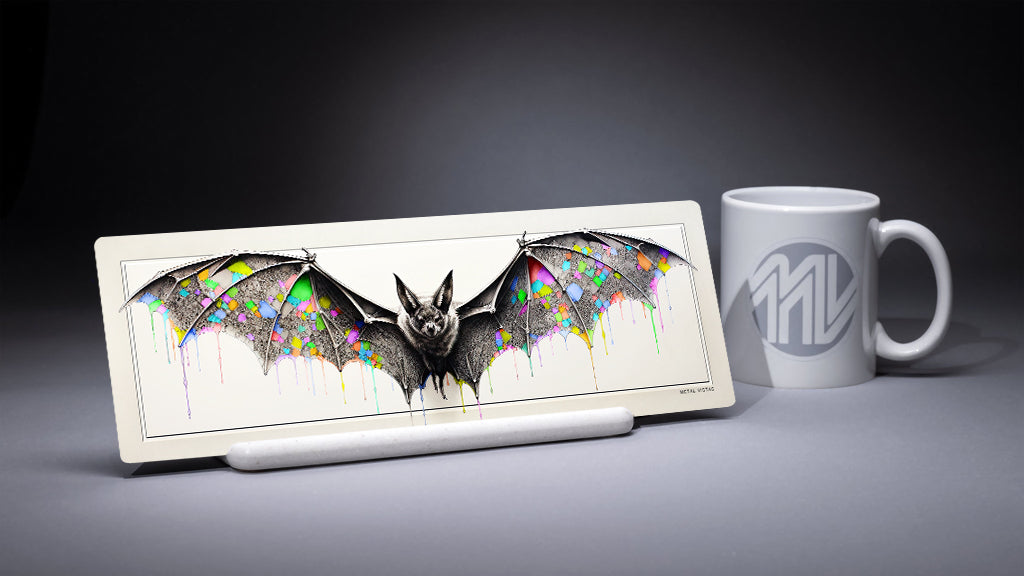 "Splash Bat" 4x12 Panoramic Metal Print with Stand