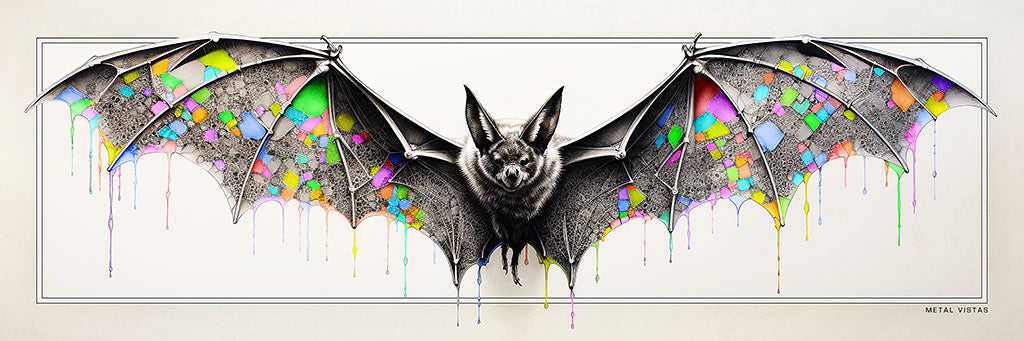 "Splash Bat" 4x12 Panoramic Metal Print with Stand