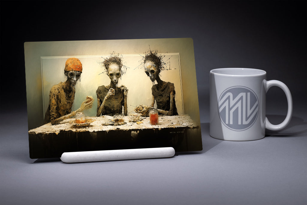 &quot;May Contain Bioengineered Components&quot; 6x9 Metal Print with Stand