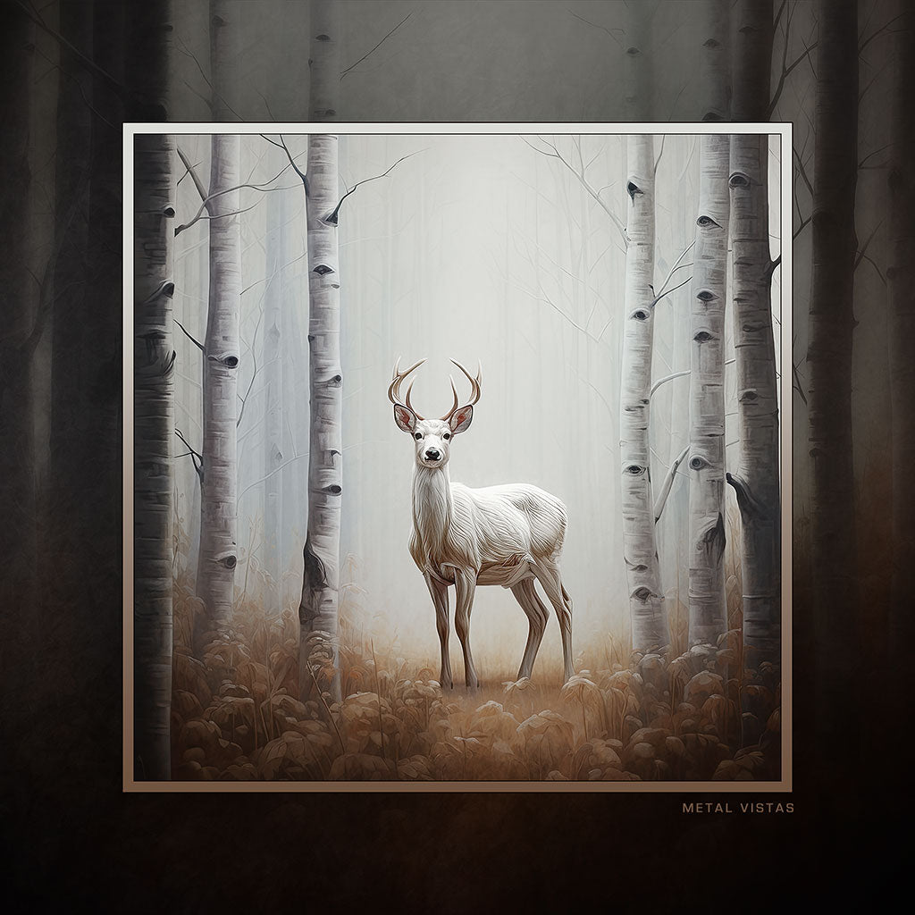 &quot;White Hart&quot; 6x6 Metal Print &amp; Stand