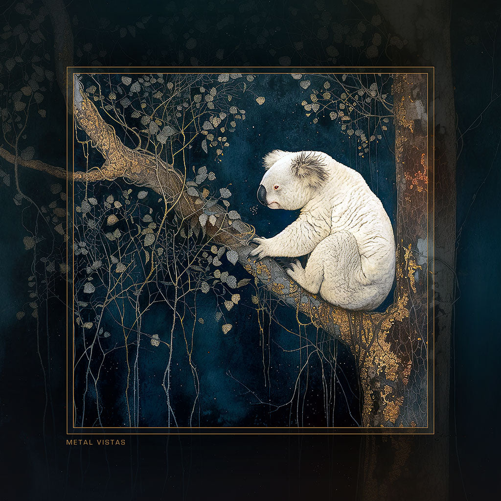 &quot;White Koala&quot; 6x6 Metal Print &amp; Stand