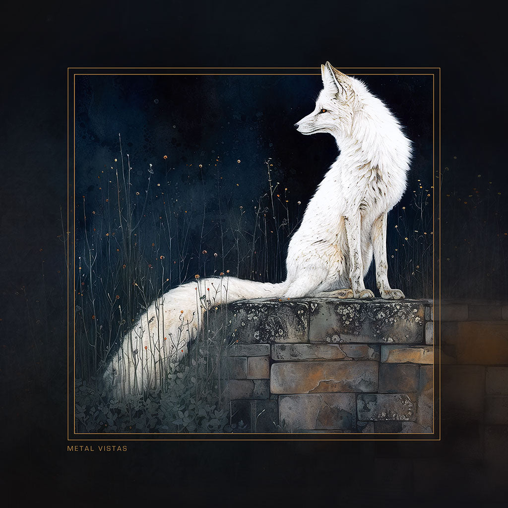 &quot;White Fox&quot; 6x6 Metal Print &amp; Stand