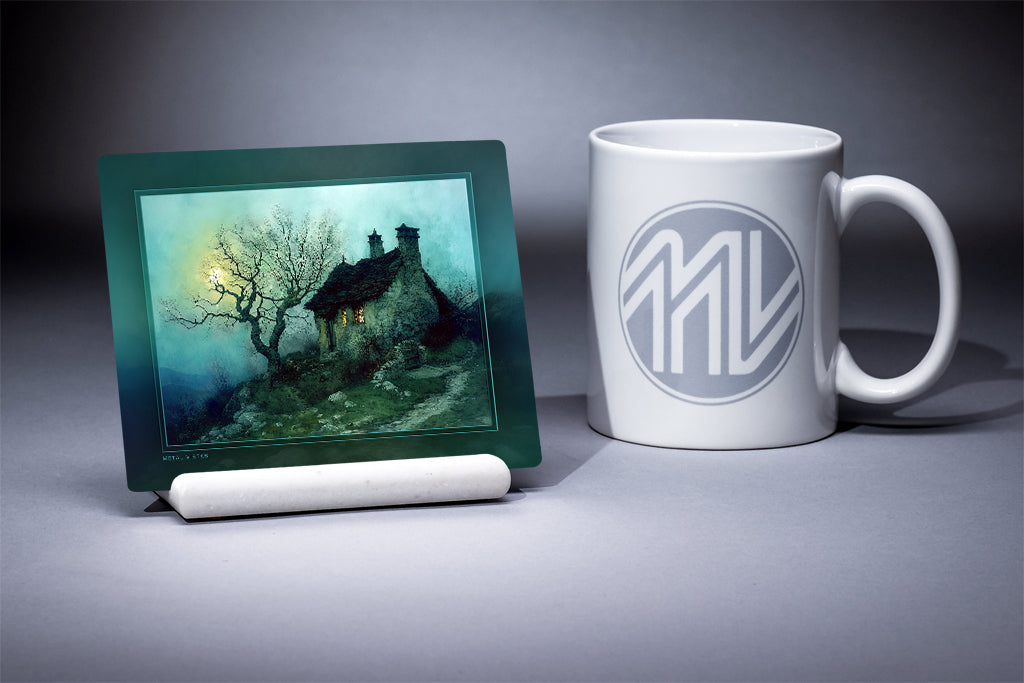 &quot;Cottage on a Hill&quot; 4x5 Metal Print &amp; Stand