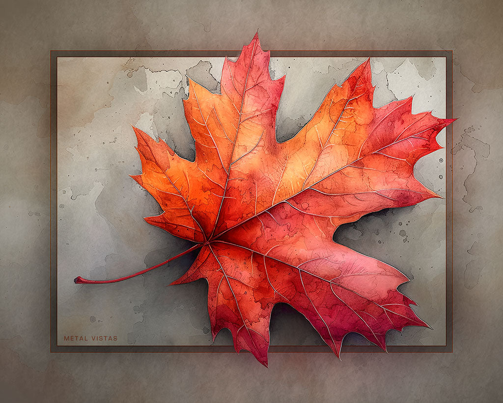 &quot;Maple Leaf&quot; 4x5 Metal Print &amp; Stand