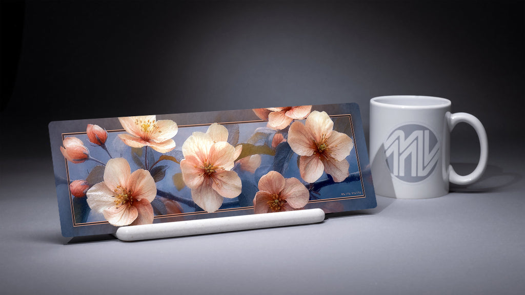 &quot;Magnolias&quot; 4x12 Panoramic Metal Print with Stand