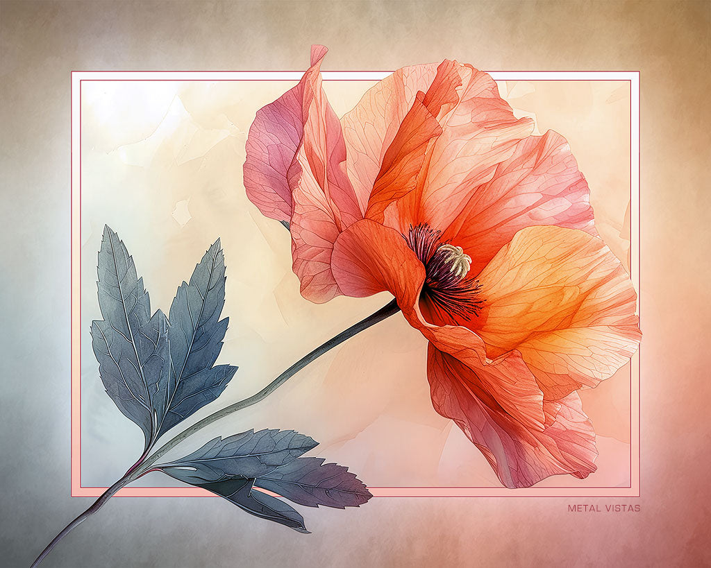 &quot;Floral in Pastels&quot; 4x5 Metal Print &amp; Stand