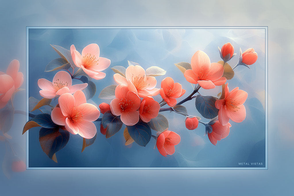 &quot;Blossoms on Blue&quot; 4x6 Metal Print &amp; Stand