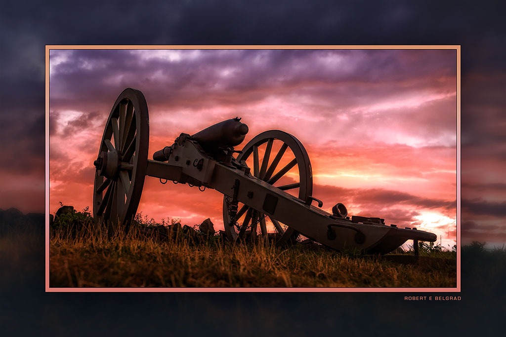 &quot;Gettysburg Gun at Twilight&quot; 4x6 Metal Print &amp; Stand