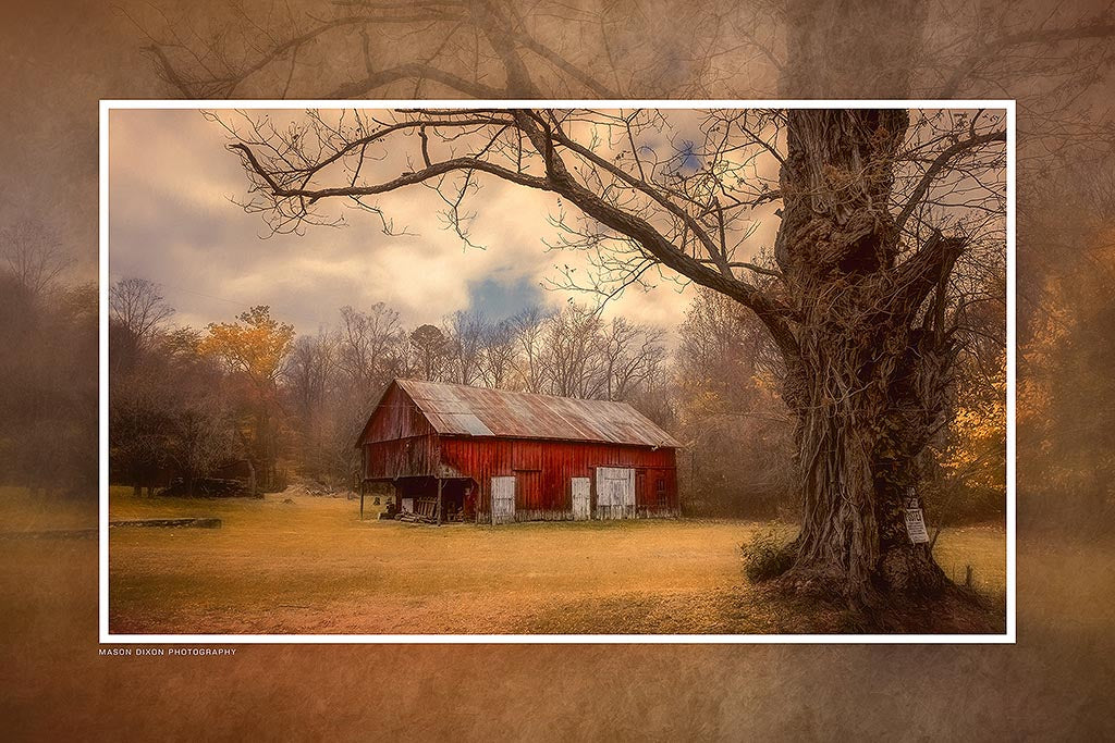 &quot;Red Barn in Autumn&quot; 6x9 Metal Print with Stand