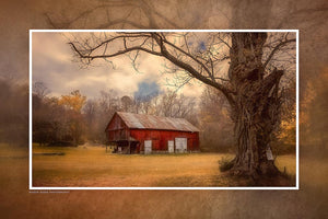 "Red Barn in Autumn" 6x9 Metal Print with Stand