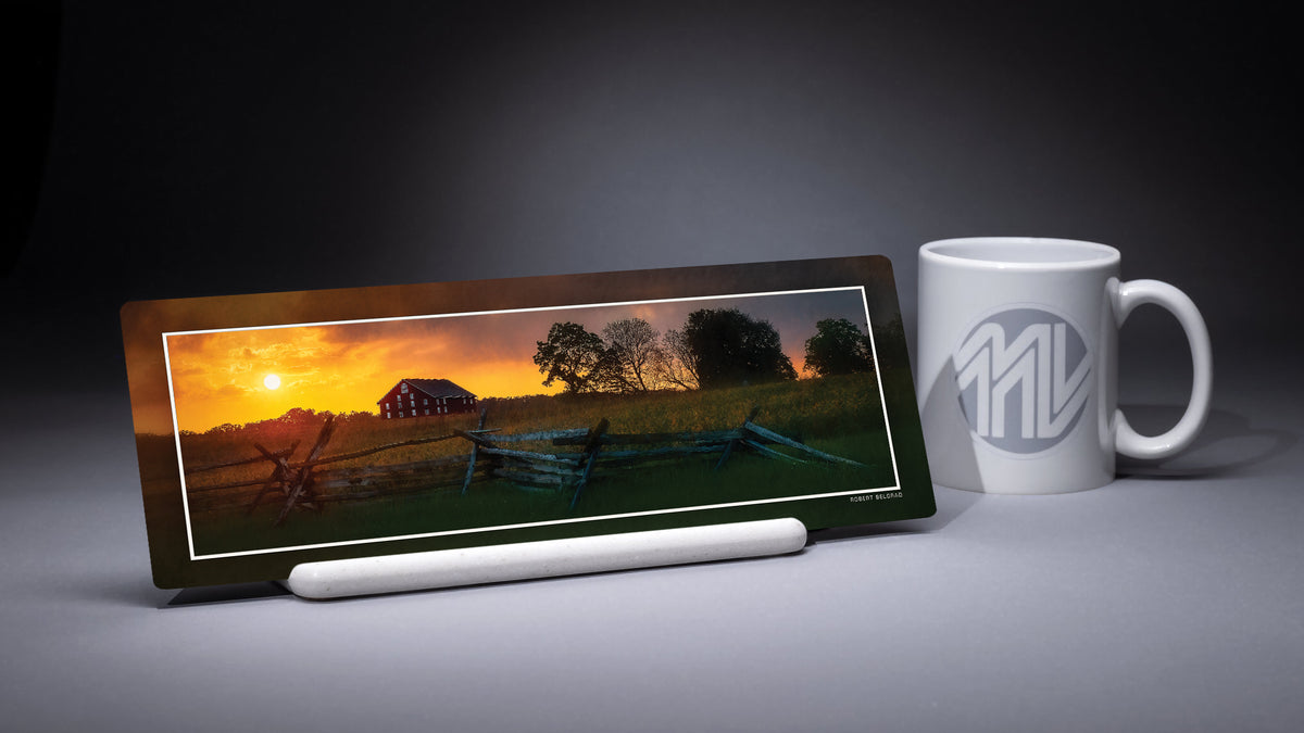 &quot;Klingel Farm at Sundown&quot; 4x12 Panoramic Metal Print with Stand