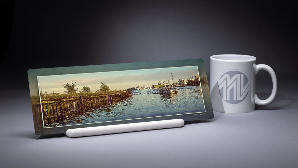 &quot;Harbor Taxi&quot; 4x12 Panoramic Metal Print with Stand